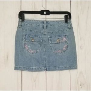 So Stretch Denim Skirt Embroidered Button Pockets Women’s Size 0